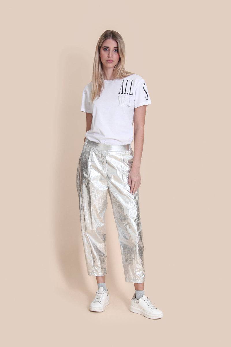 Le Streghe PANTALONE ARGENTO Vendita Calda