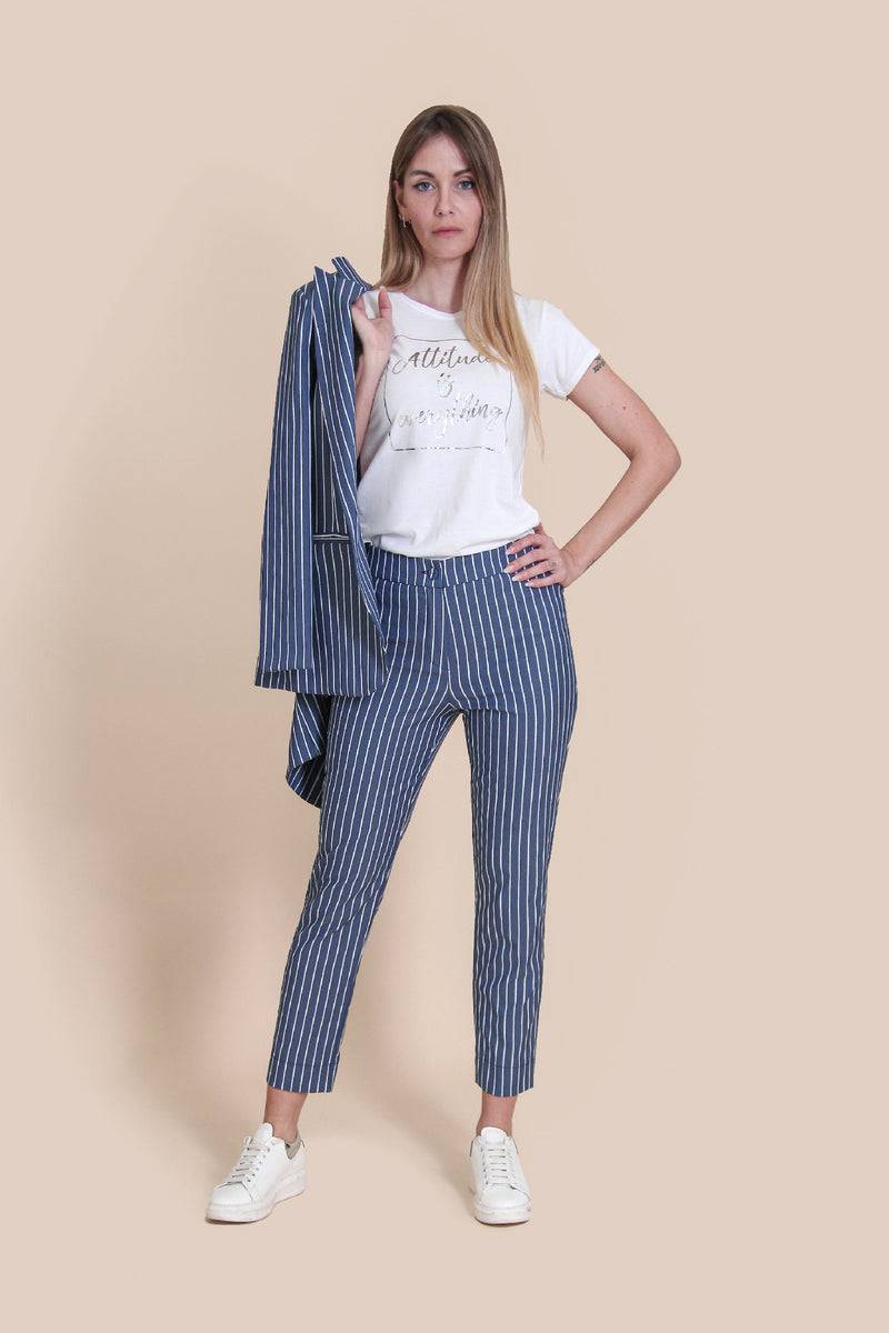 Le Streghe PANTALONE GESSATO Saldi Di Fabbrica