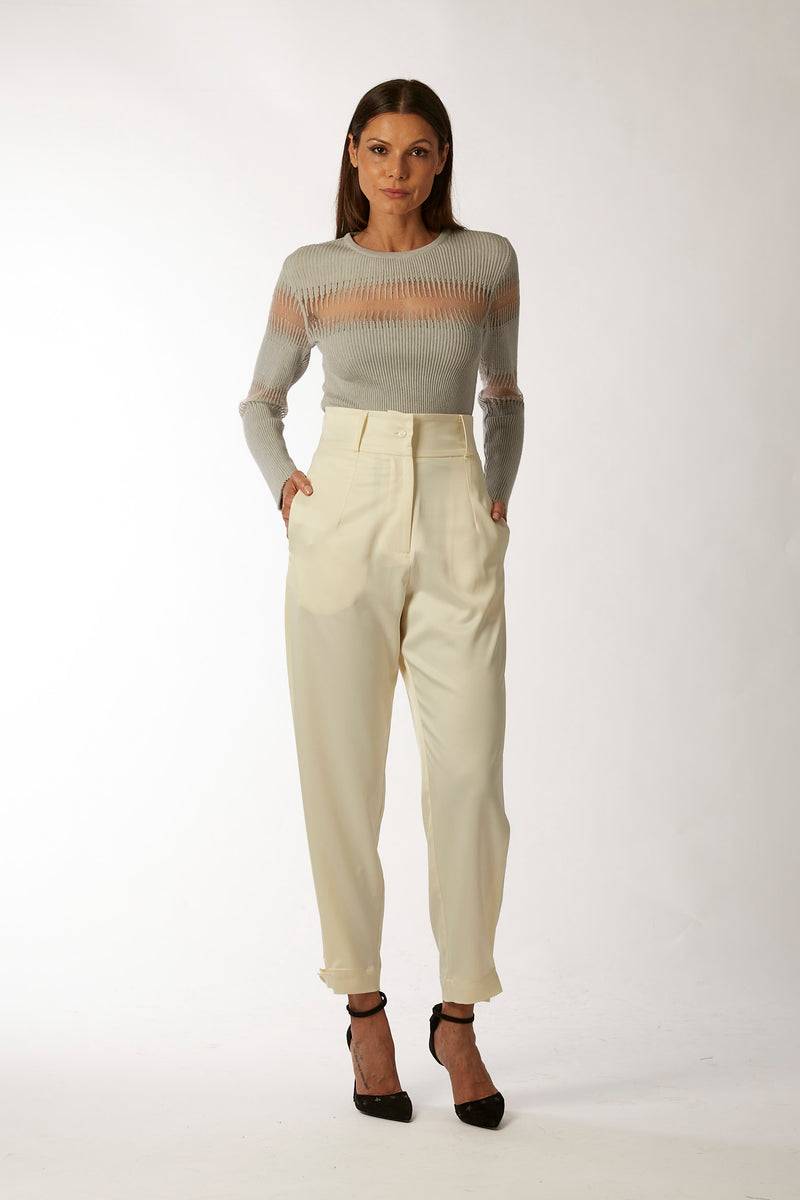 La Kore CITTA DEL CAPO pleate pants with bottom belt In Linea