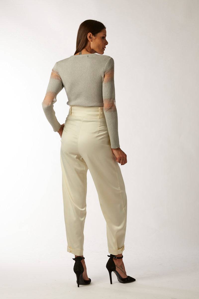 La Kore CITTA DEL CAPO pleate pants with bottom belt In Linea