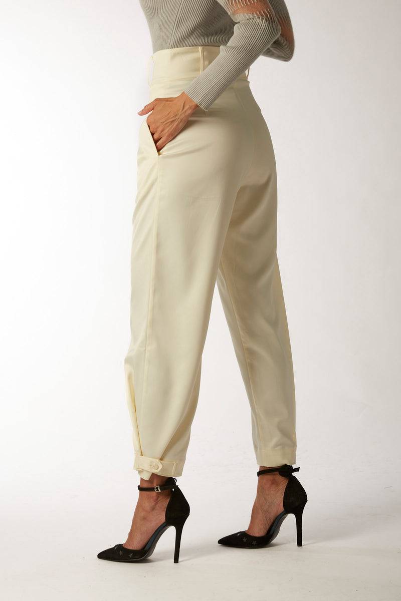 La Kore CITTA DEL CAPO pleate pants with bottom belt In Linea