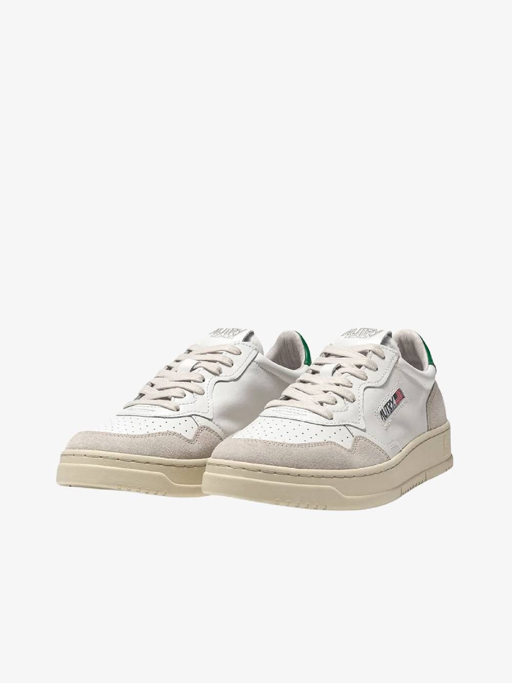 AUTRY Sneakers Medalist Low uomo in pelle bianco/verde Flash Sale