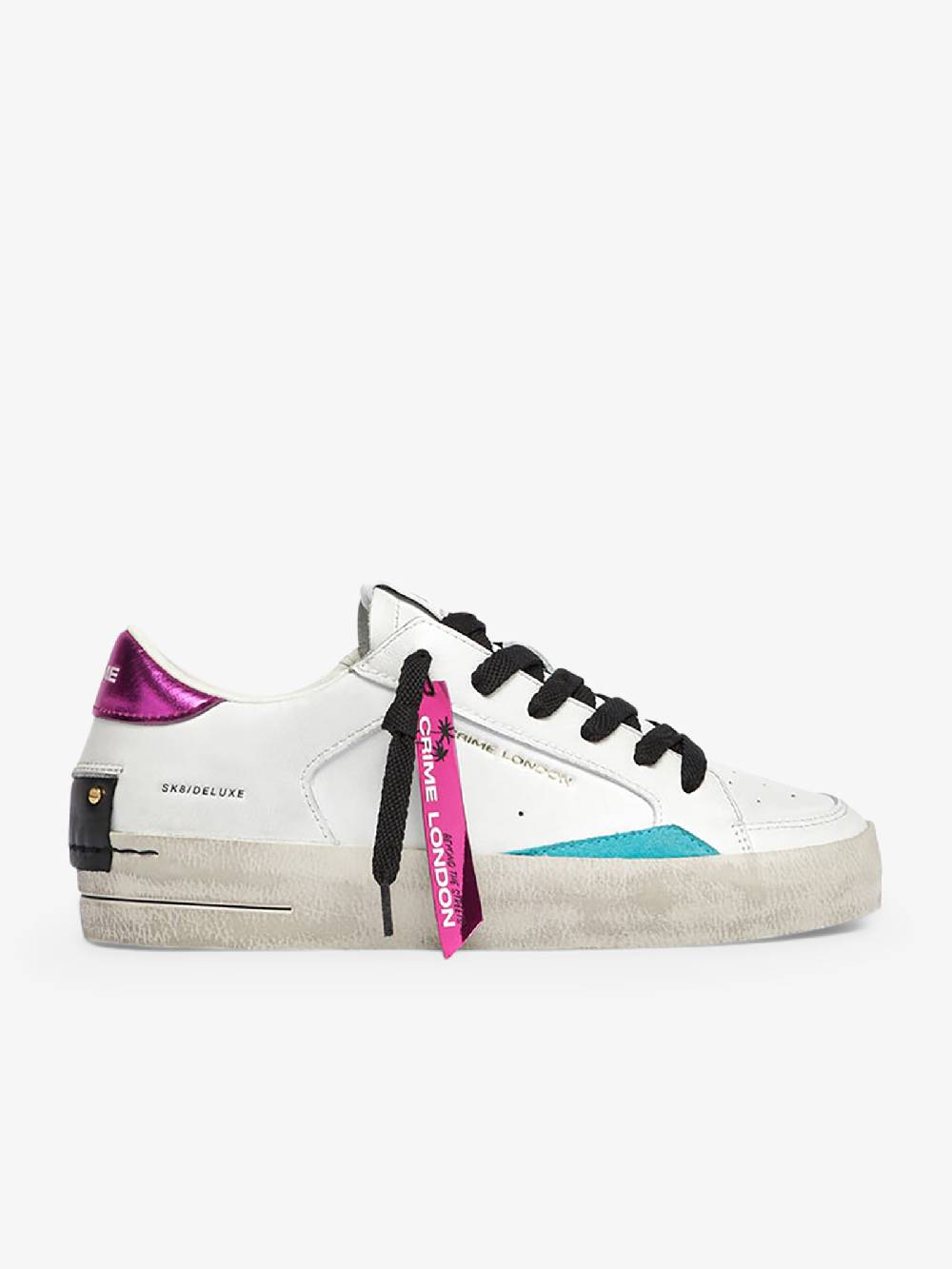 CRIME LONDON Sneakers SK8 Deluxe 28106AA6 donna pelle bianco Pezzi Unici