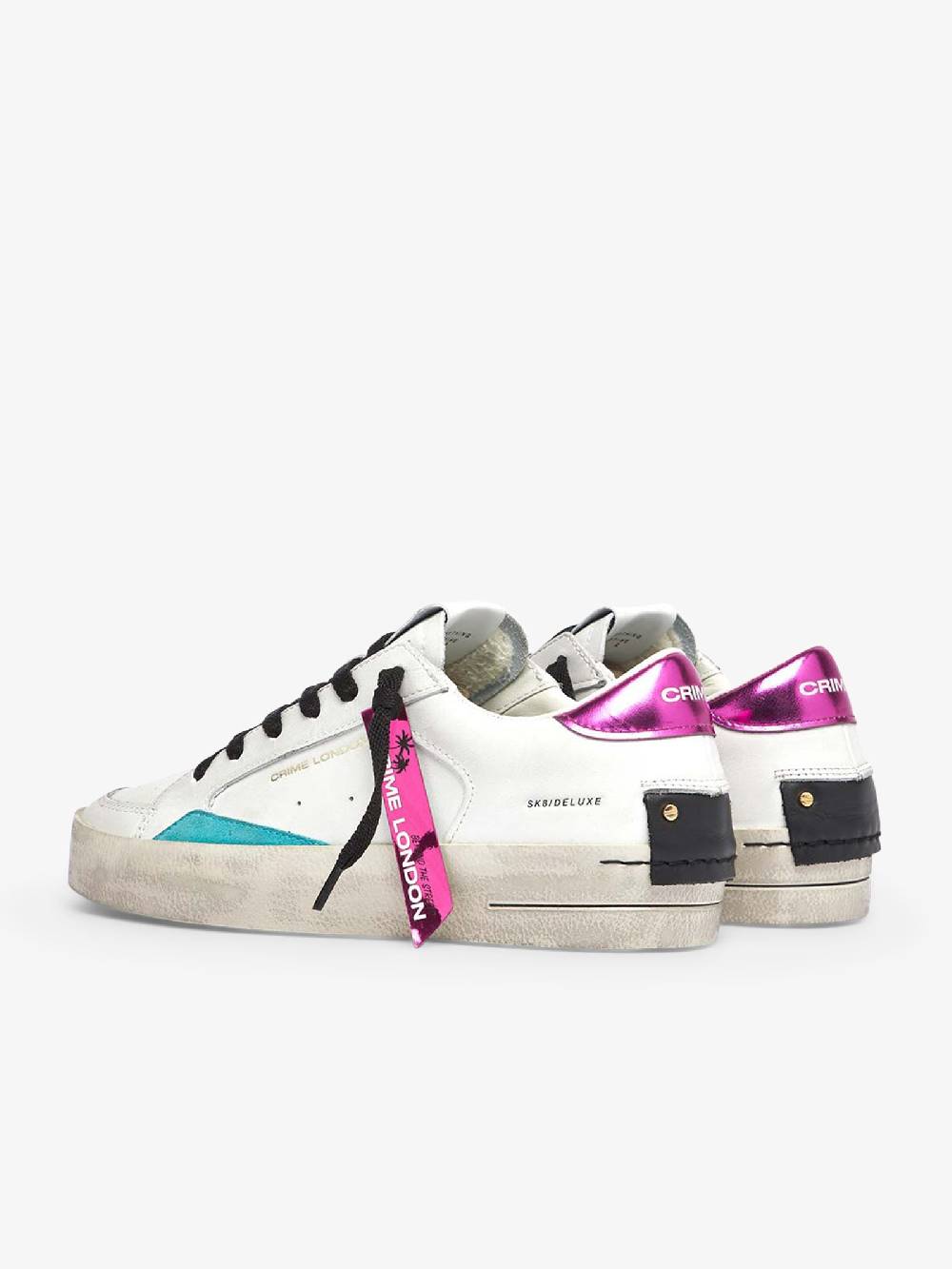 CRIME LONDON Sneakers SK8 Deluxe 28106AA6 donna pelle bianco Pezzi Unici
