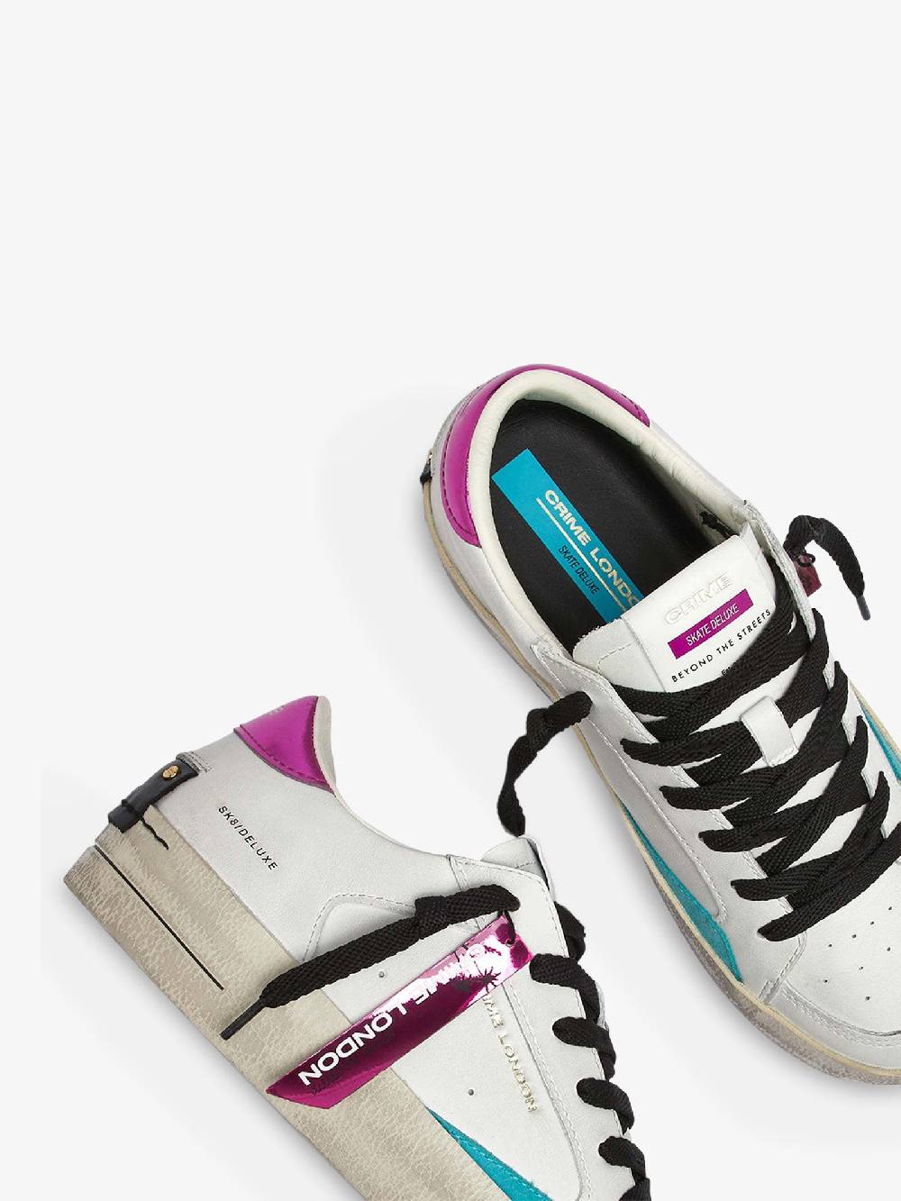 CRIME LONDON Sneakers SK8 Deluxe 28106AA6 donna pelle bianco Pezzi Unici