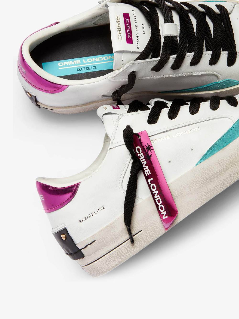 CRIME LONDON Sneakers SK8 Deluxe 28106AA6 donna pelle bianco Pezzi Unici