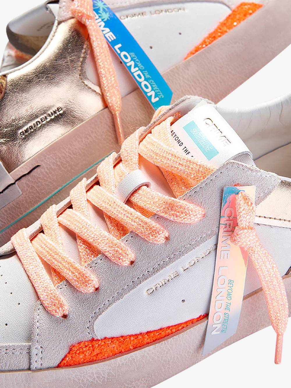 CRIME LONDON Sneakers SK8 Deluxe 27101PP6 donna pelle bianco Qualità Garantita