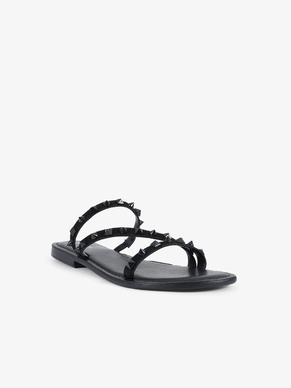 CB FUSION Sandali bassi con fascie e borchie piramidali CBF.R224004 donna pelle nero In Linea
