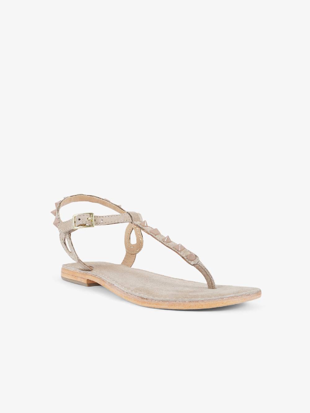 CB FUSION Sandali bassi infradito con borchie piramidali CBF.R224003 donna pelle beige Nuovo