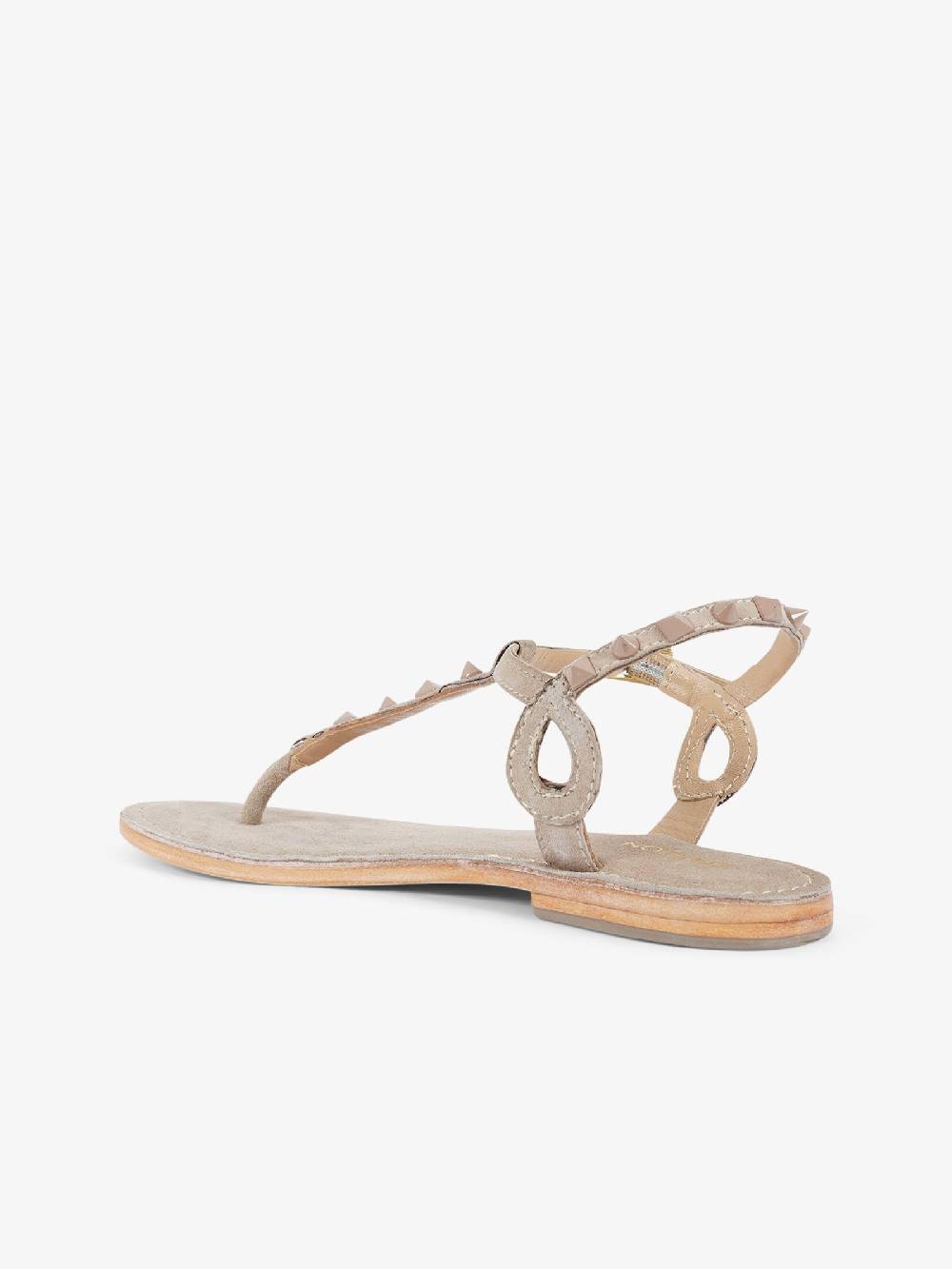 CB FUSION Sandali bassi infradito con borchie piramidali CBF.R224003 donna pelle beige Nuovo