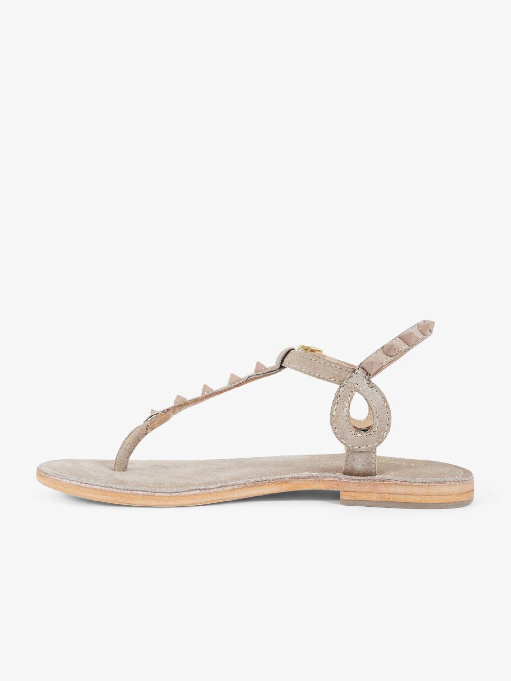 CB FUSION Sandali bassi infradito con borchie piramidali CBF.R224003 donna pelle beige Nuovo