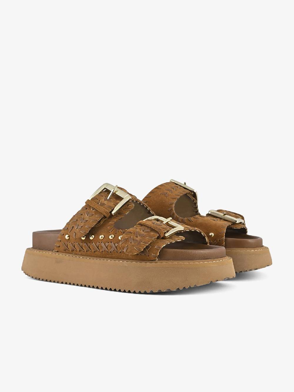 CORAL BLUE Ciabatte platform doppia fascia CB.K224.27 donna pelle marrone Vendita
