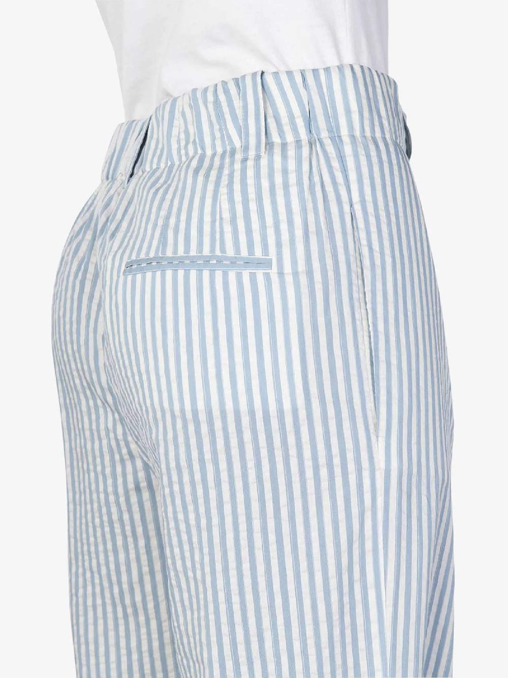 ALYSI Pantalone wide leg a righe 104121P4041 donna cotone azzurro Consegna Veloce
