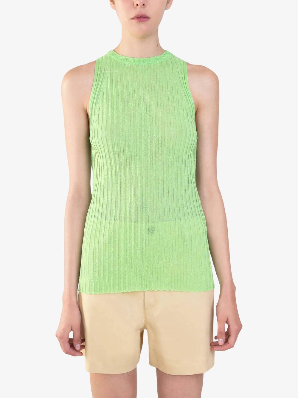 ALYSI Top a costina glossy 204411P4022 donna viscosa verde Affare Del Giorno