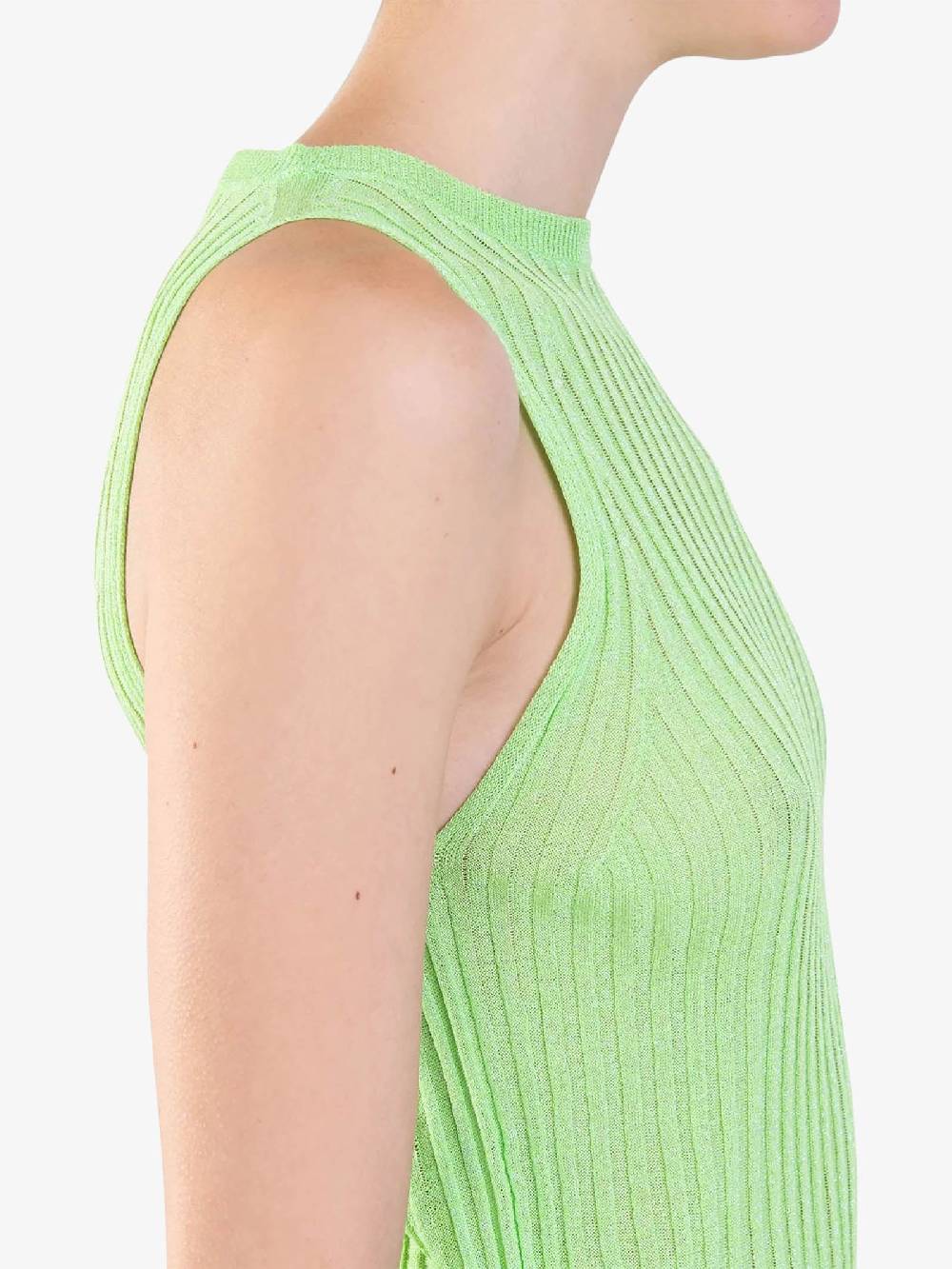 ALYSI Top a costina glossy 204411P4022 donna viscosa verde Affare Del Giorno
