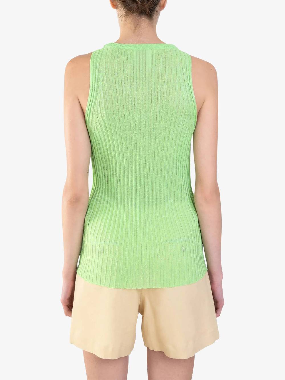 ALYSI Top a costina glossy 204411P4022 donna viscosa verde Affare Del Giorno