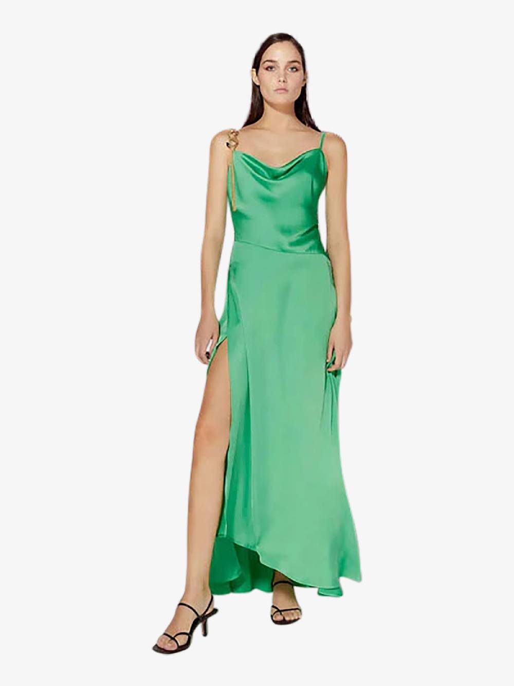 SPACE SIMONA CORSELLINI Abito lungo in raso fluido P24CPAB064 donna verde Prezzo Ridotto