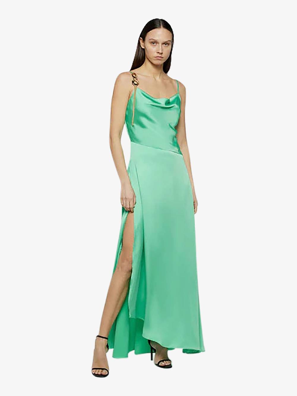 SPACE SIMONA CORSELLINI Abito lungo in raso fluido P24CPAB064 donna verde Prezzo Ridotto
