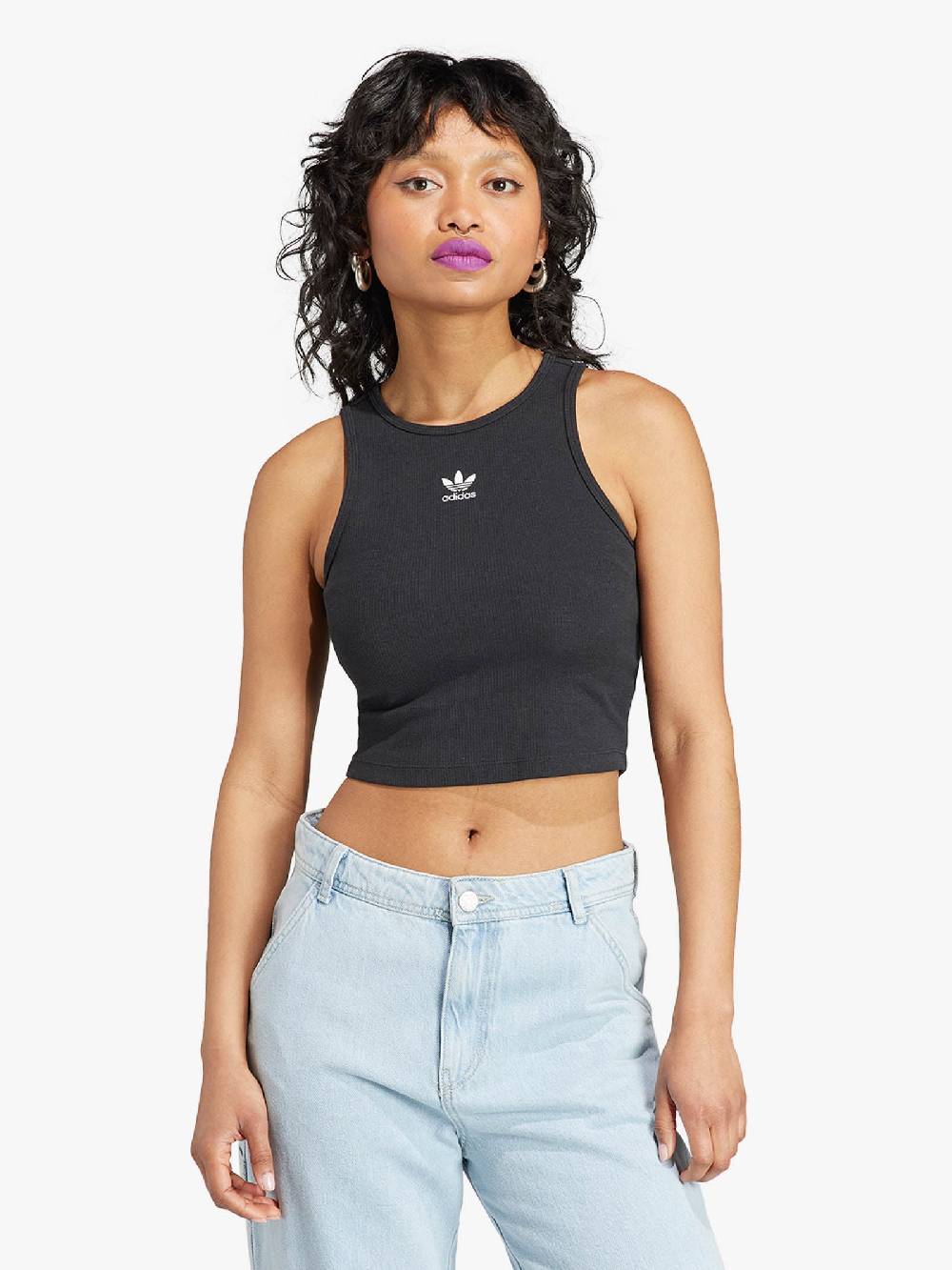 ADIDAS Canotta croppes Essentials Rib IJ8251 donna cotone nero Presa