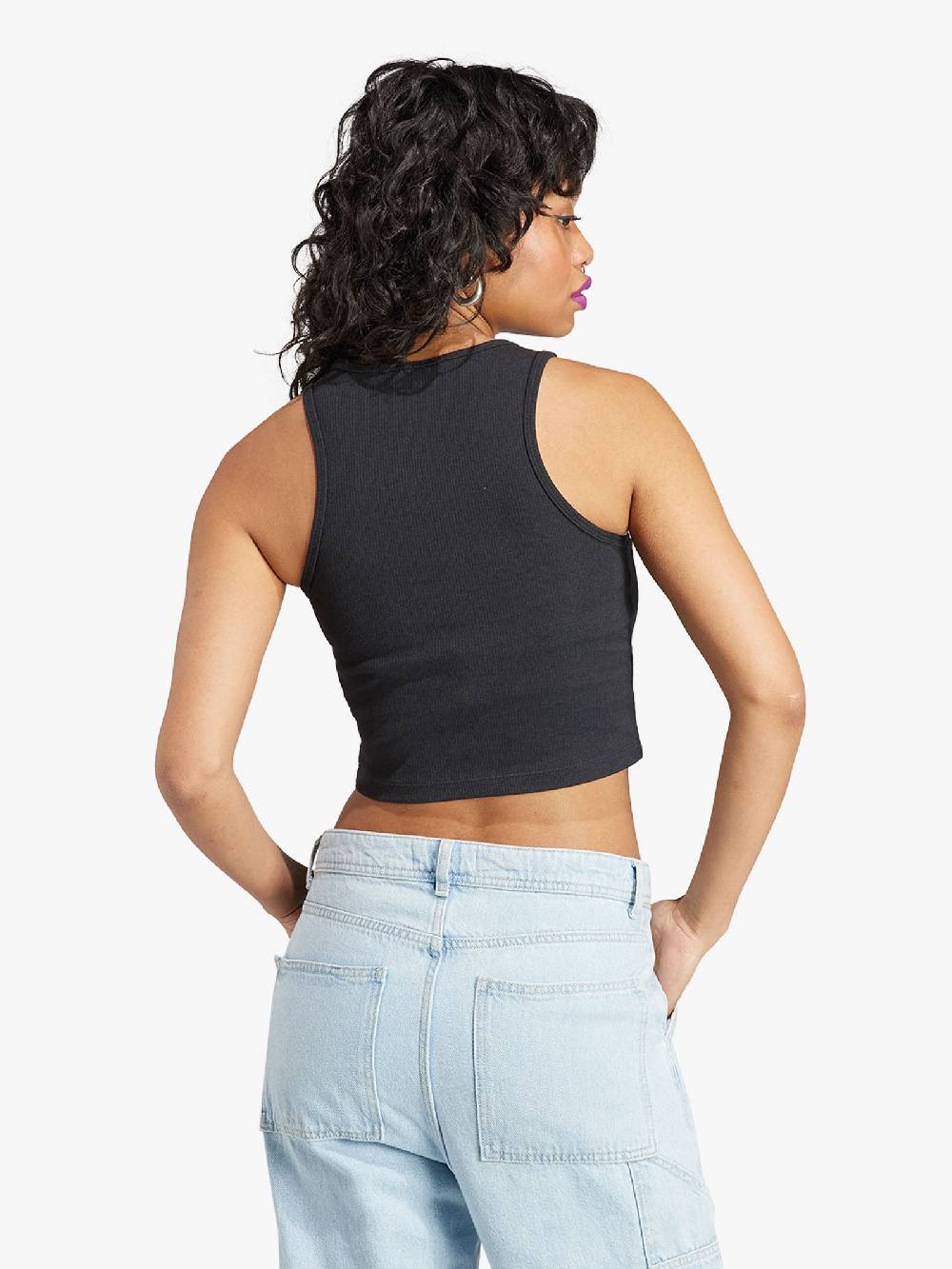 ADIDAS Canotta croppes Essentials Rib IJ8251 donna cotone nero Presa