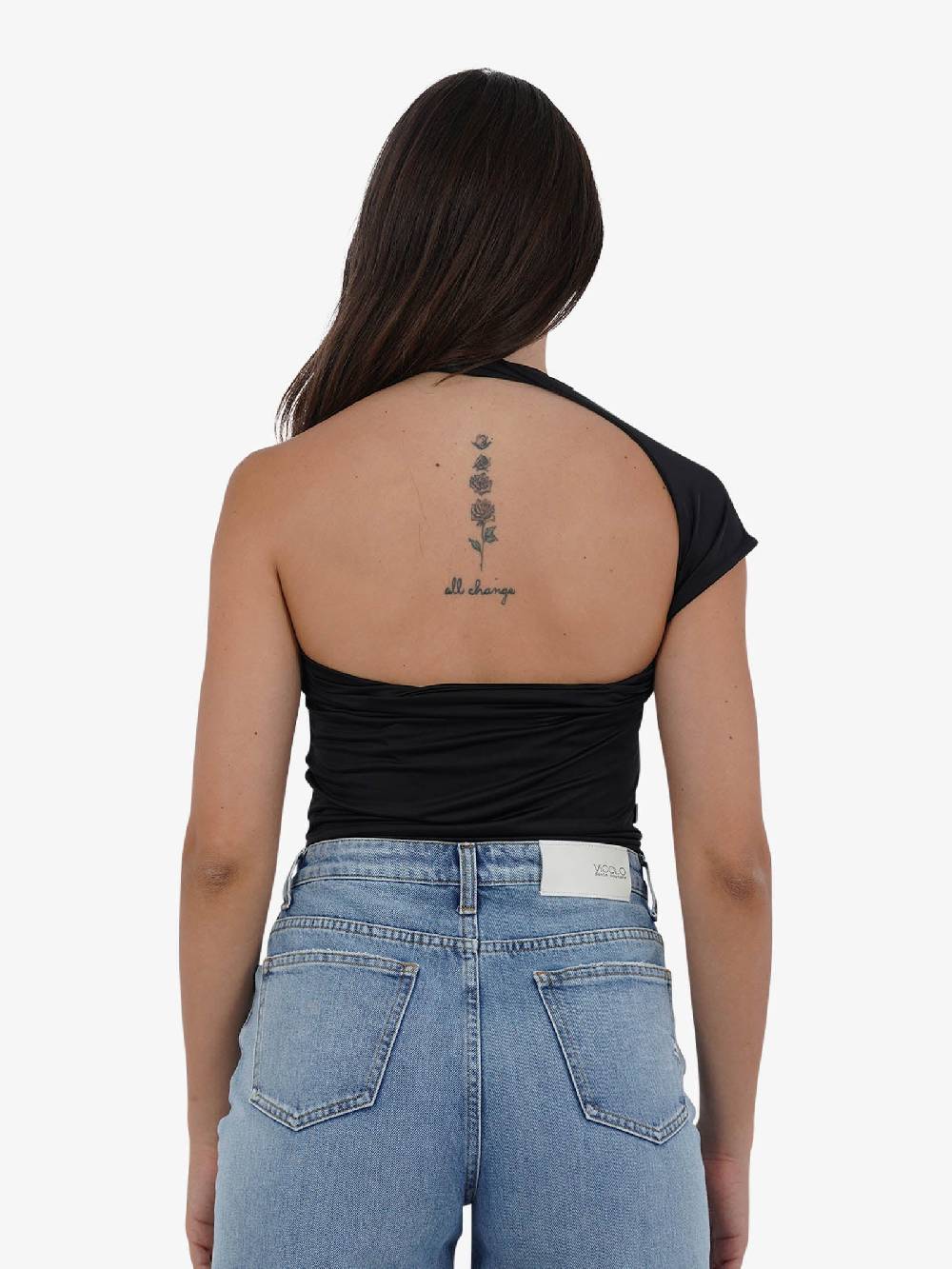 JIJIL T-shirt top monospalla asimmetrico TS217 donna nero Economico