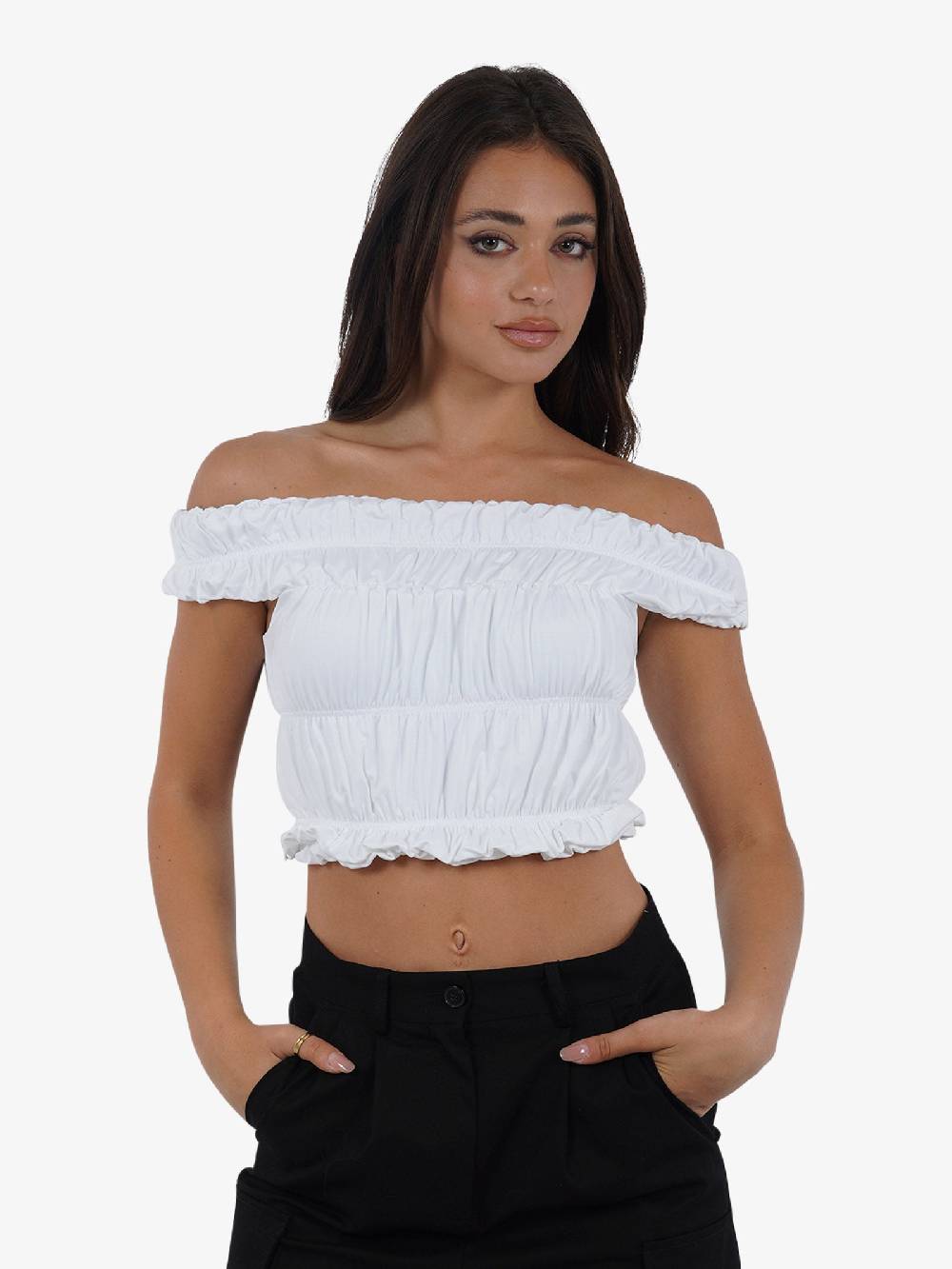 JIJIL Canotta cropped elasticizzata CN228 donna bianco Outlet