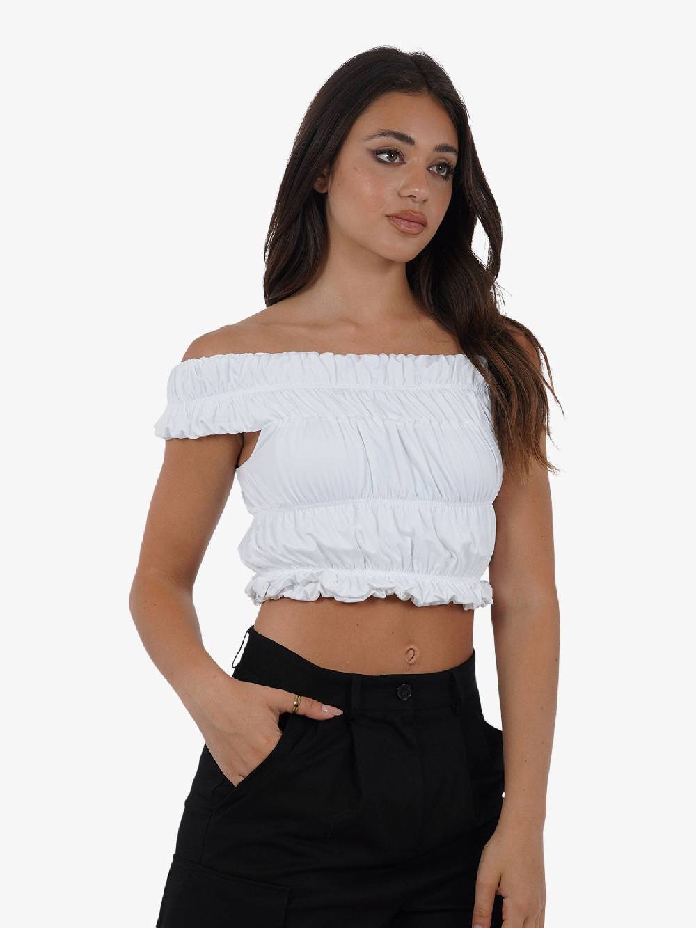 JIJIL Canotta cropped elasticizzata CN228 donna bianco Outlet