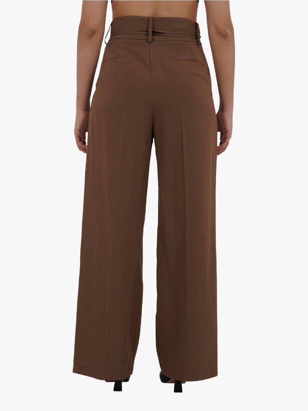 VICOLO Pantalone con coulisse e laccio TB1550 donna viscosa marrone Offerte