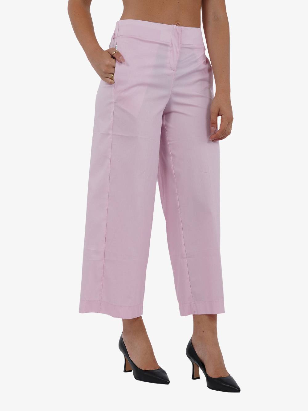 JIJIL Pantalone a vita alta PA279 donna cotone rosa Soddisfazione Garantita