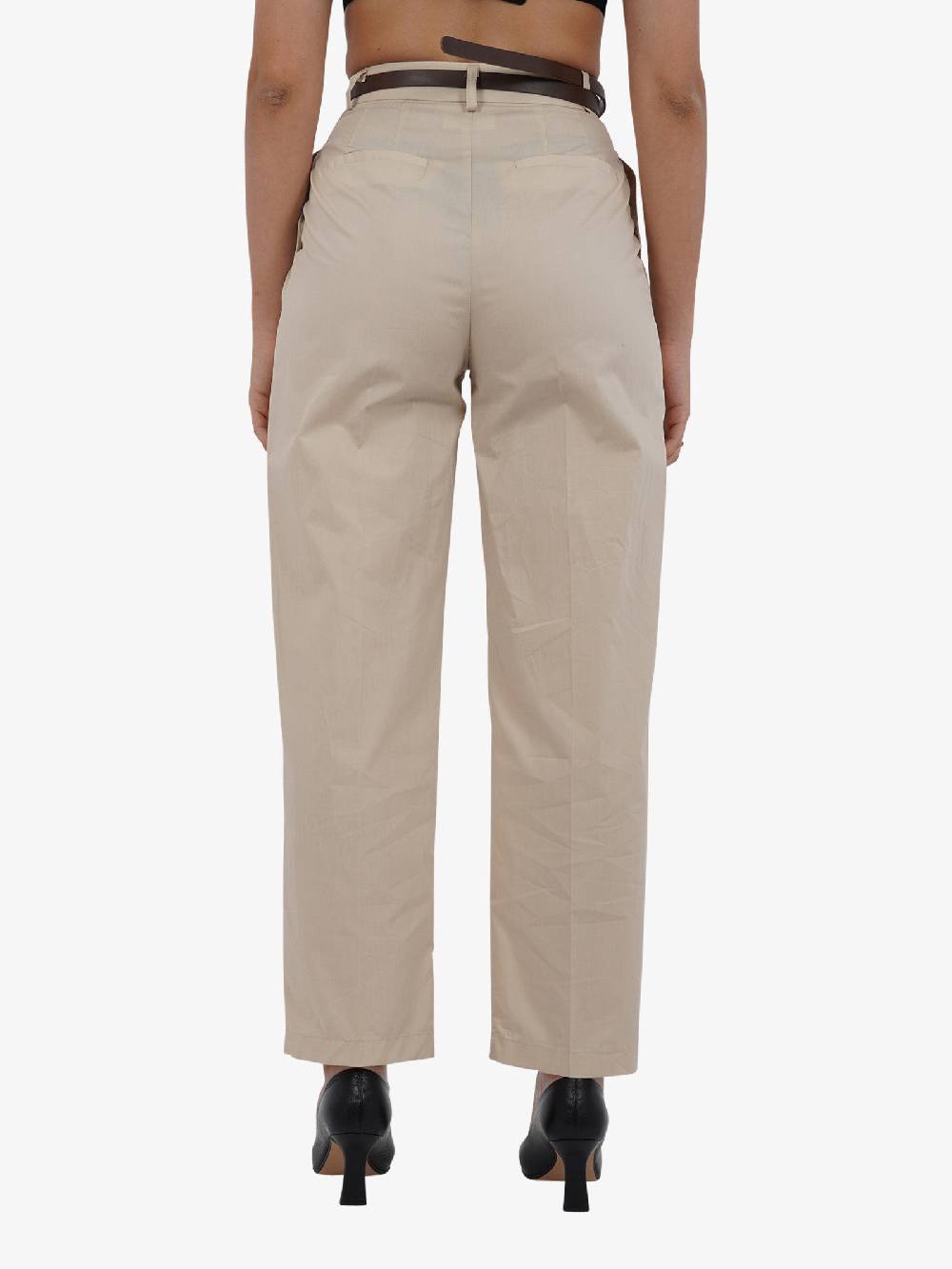 VICOLO Pantalone con pieghe TB2056 donna cotone beige Vendita Economica