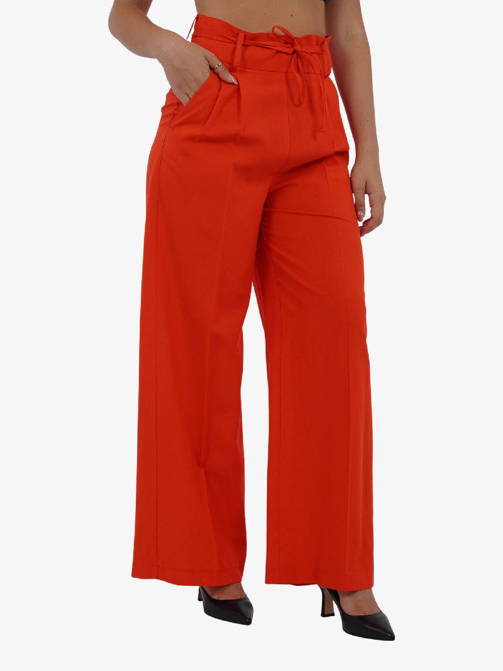 VICOLO Pantalone con coulisse e laccio TB1550 donna viscosa rosso Saldi Di Fabbrica