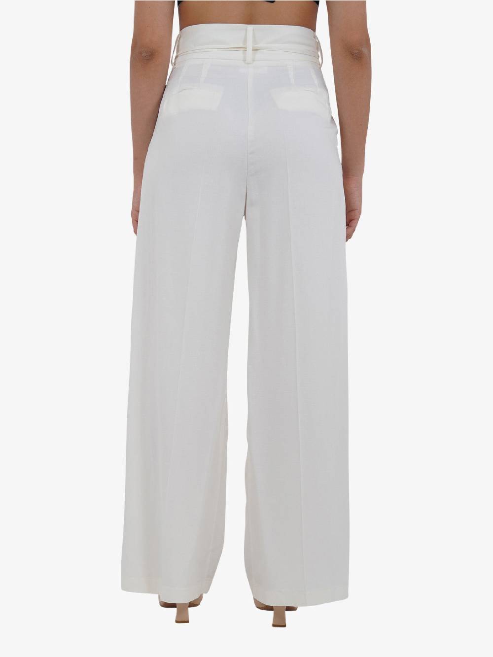 VICOLO Pantalone con coulisse e laccio TB1550 donna viscosa bianco I Più Venduti