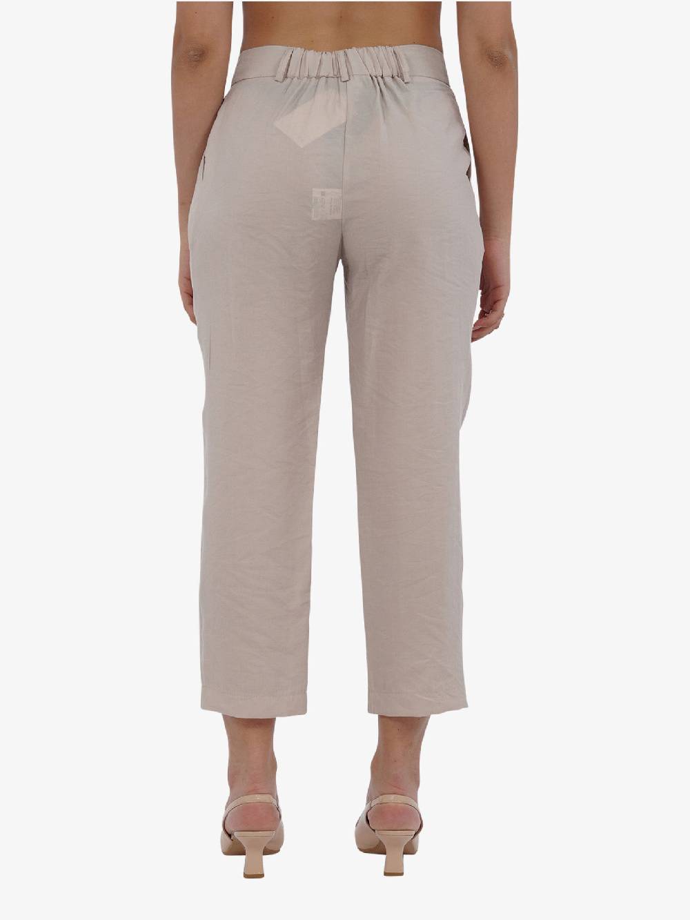 HAVE ONE Pantalone cropped con elastico PPA-L294 donna beige Vendite Flash