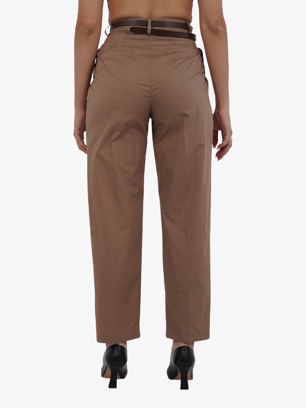 VICOLO Pantalone con pieghe TB2056 donna cotone marrone Negozio