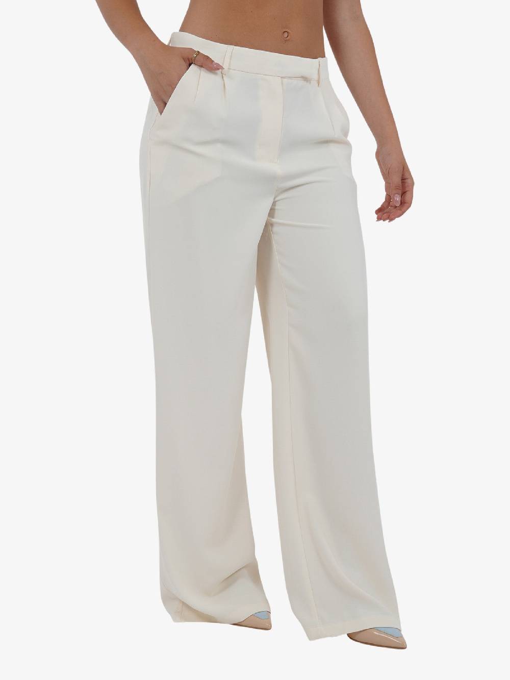 GLAMOROUS Pantalone a vita bassa GS0482 donna beige In Saldo