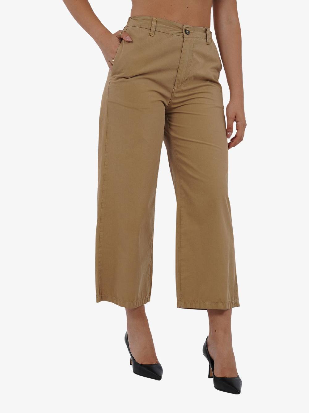 DIXIE Pantalone a vita alta P142J175 donna cotone beige Nuova