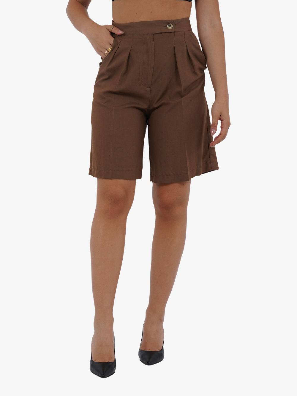 VICOLO Bermuda con pieghe TB1568 donna viscosa marrone 2025