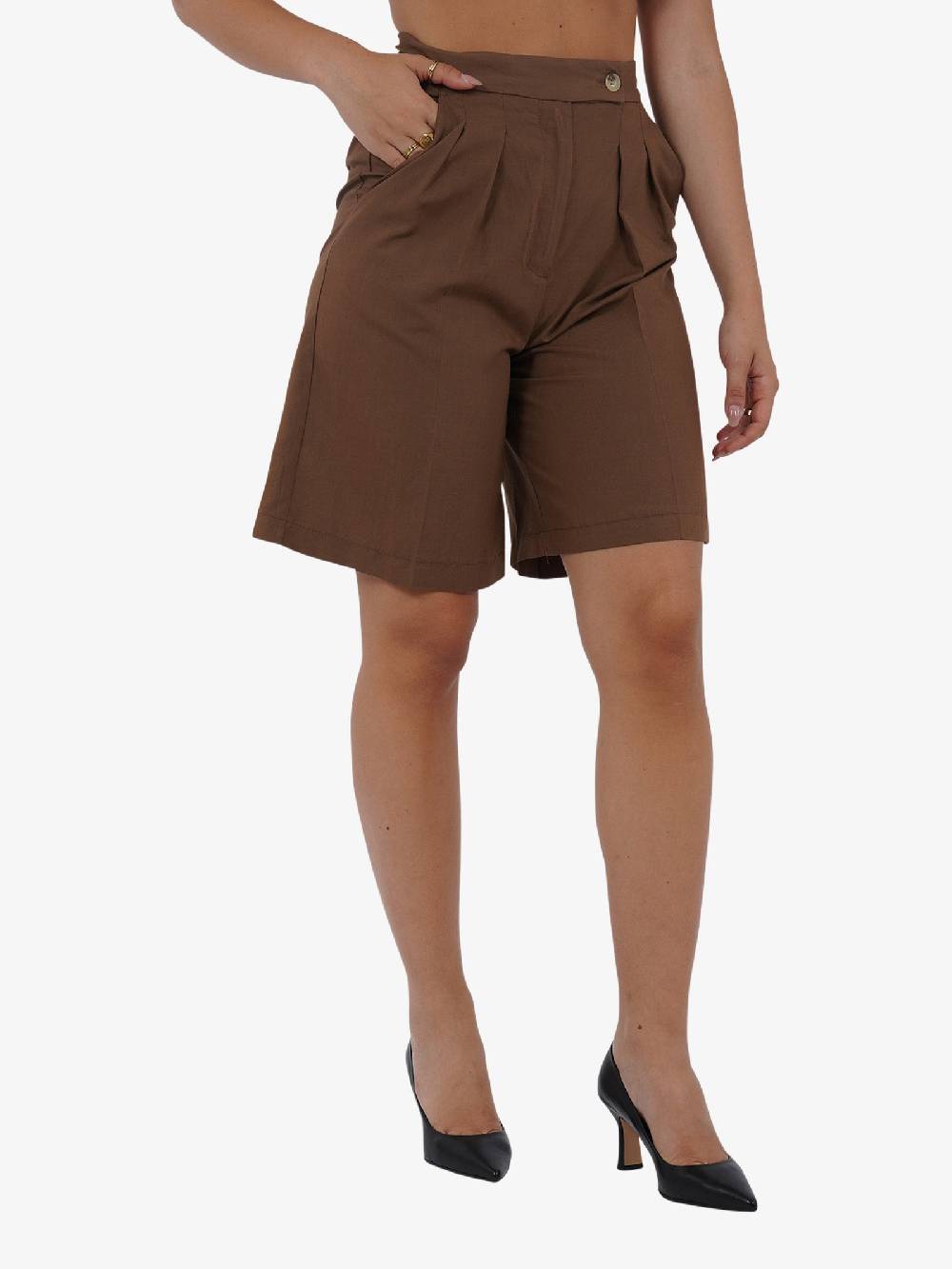 VICOLO Bermuda con pieghe TB1568 donna viscosa marrone 2025