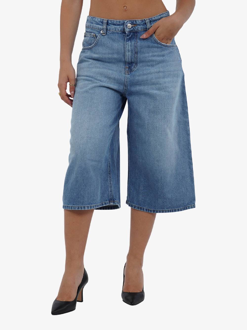 VICOLO Bermuda jeans lungo DB5340 donna cotone denim Italia