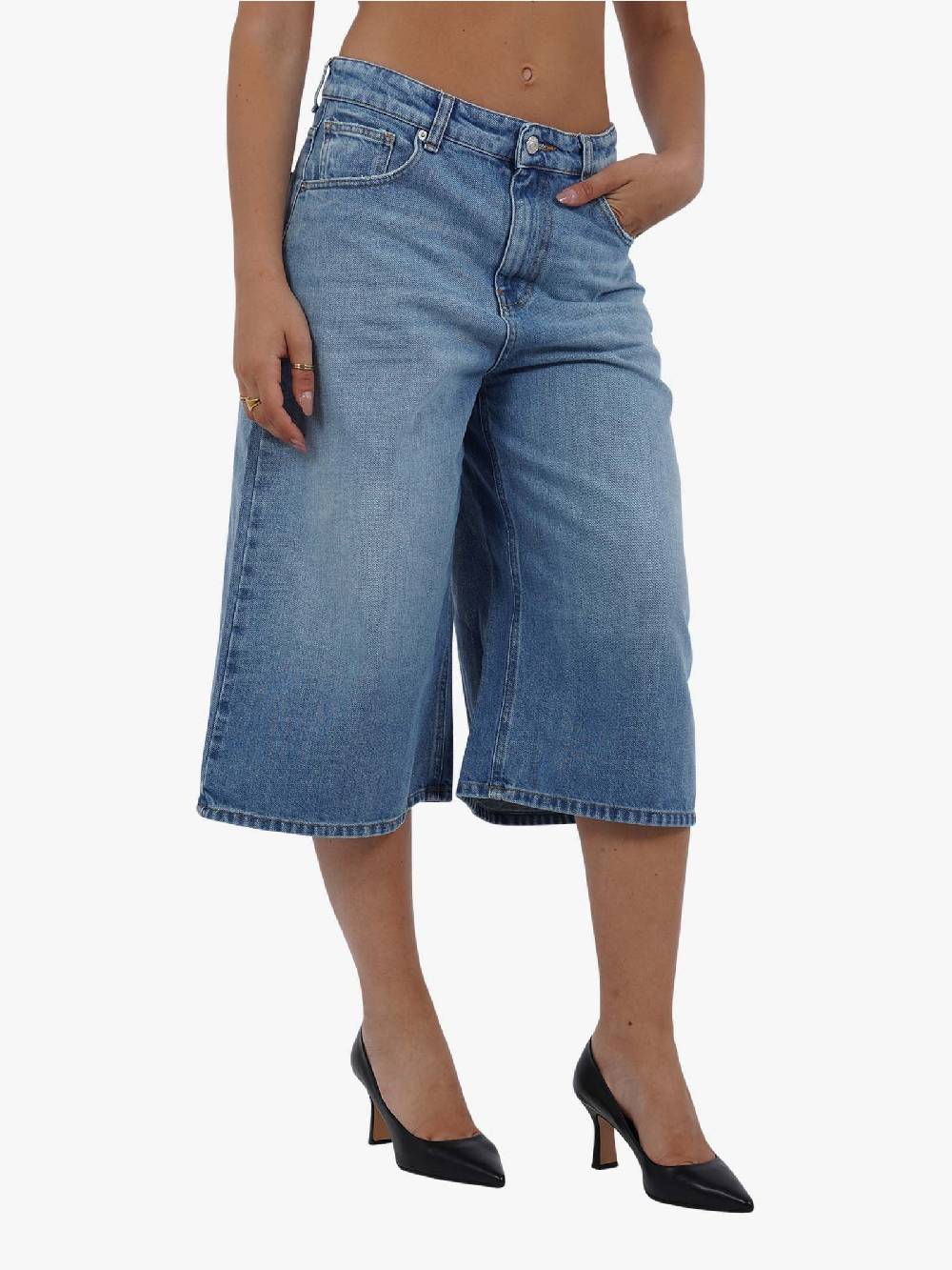 VICOLO Bermuda jeans lungo DB5340 donna cotone denim Italia