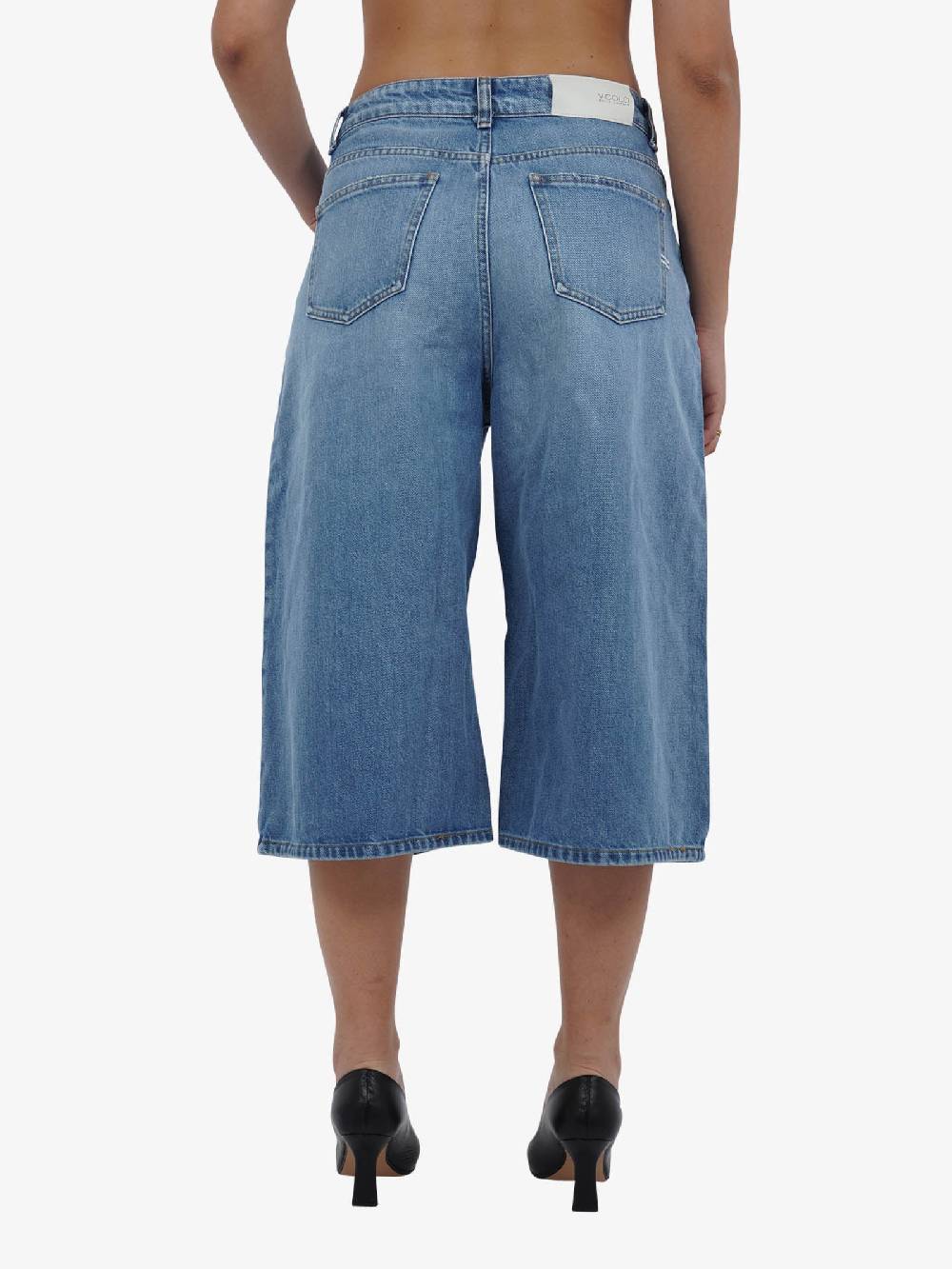 VICOLO Bermuda jeans lungo DB5340 donna cotone denim Italia