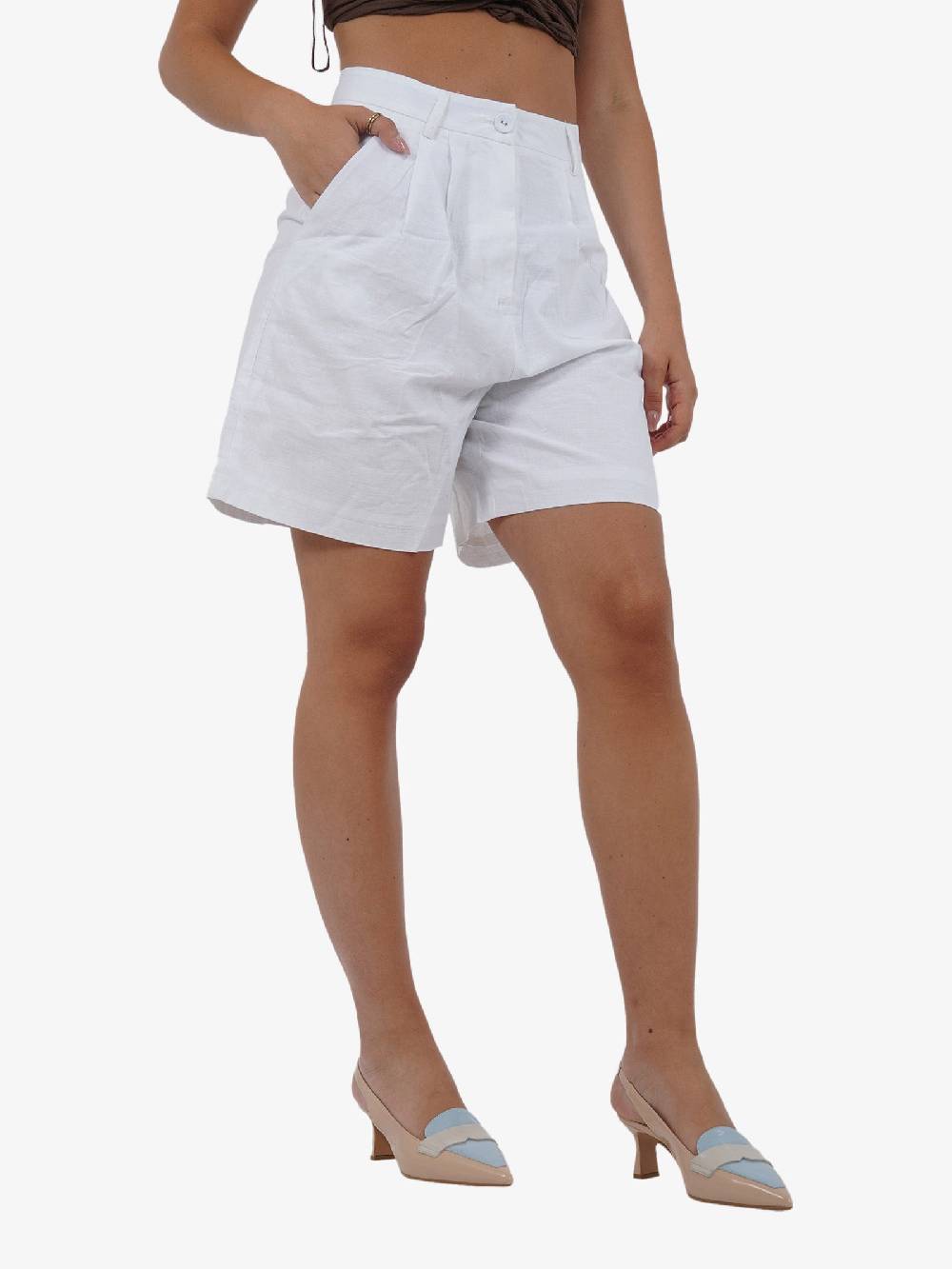 GLAMOROUS Shorts lunghezza media GS0795 donna cotone bianco 2025