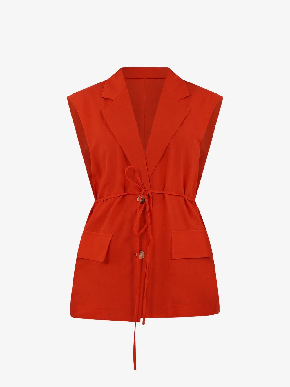 VICOLO Gilet lungo con laccio TB1545 donna viscosa rosso Nuovo