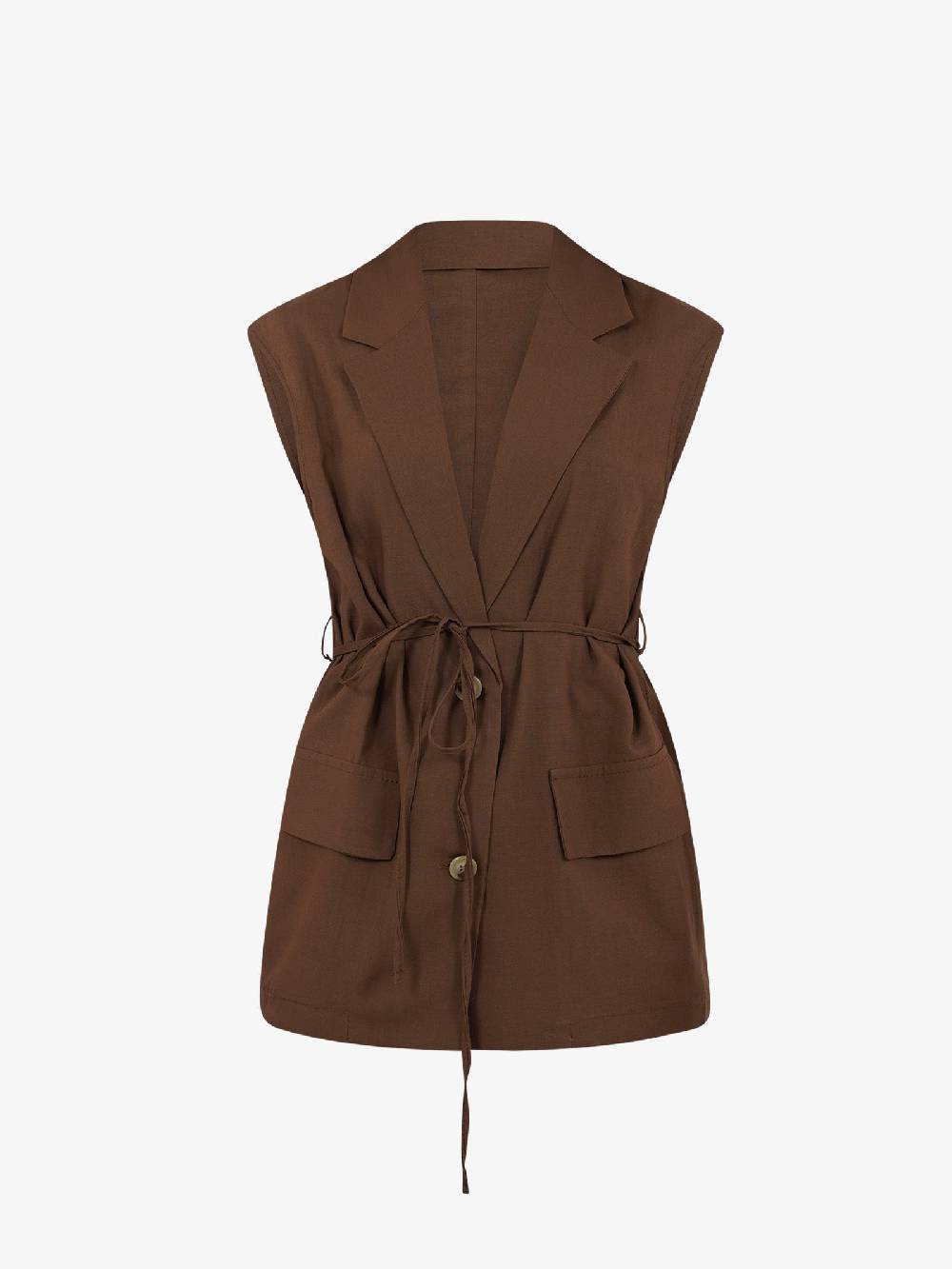 VICOLO Gilet lungo con laccio TB1545 donna viscosa marrone Qualità
