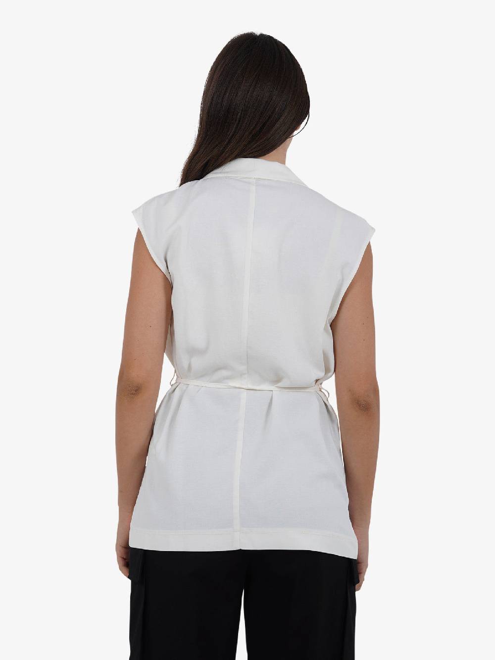 VICOLO Gilet lungo con laccio TB1545 donna viscosa bianco Vendita