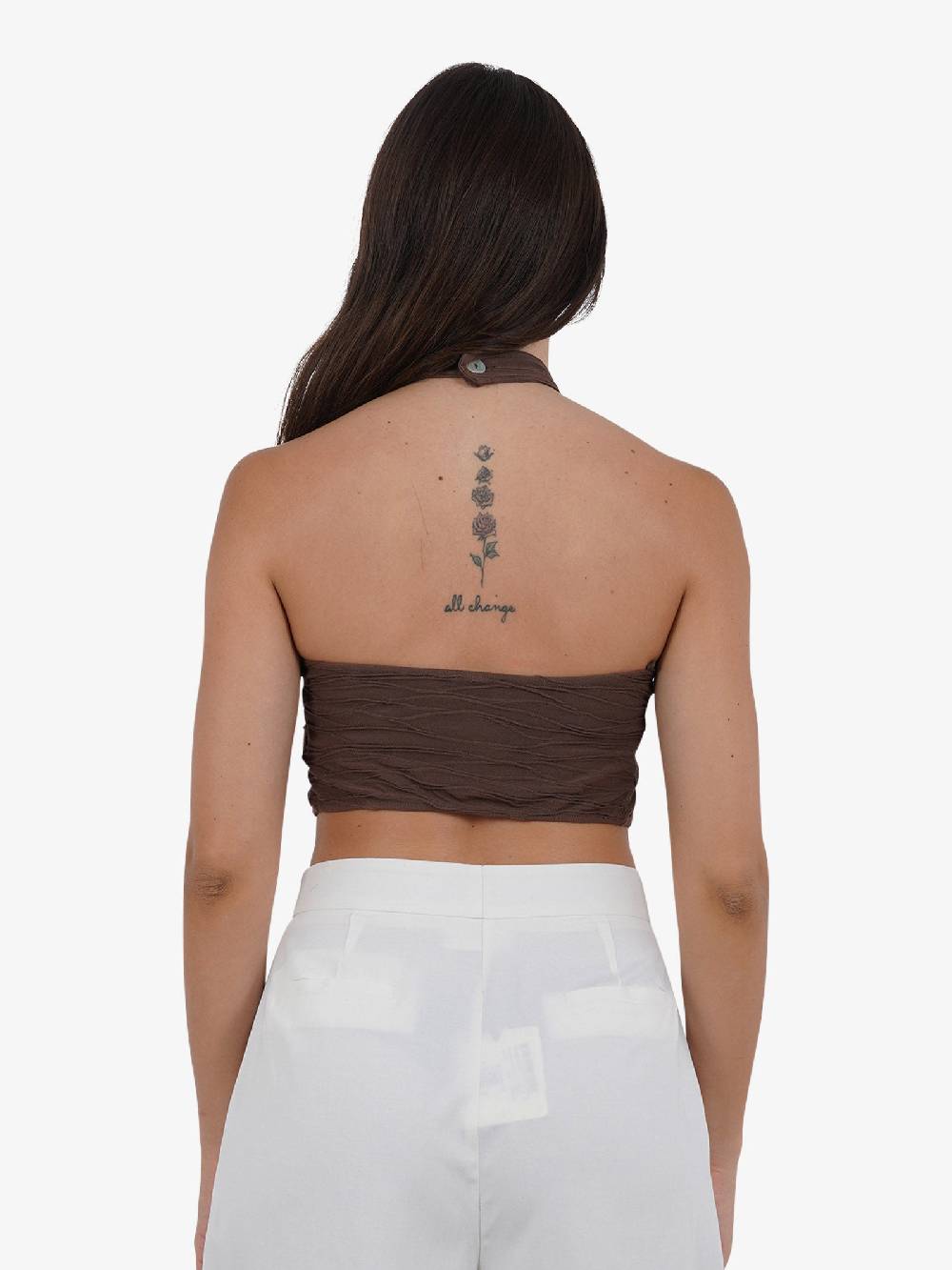 HAVE ONE Top con arricciatura RVS-L120 donna viscosa marrone Spedizione Gratuita