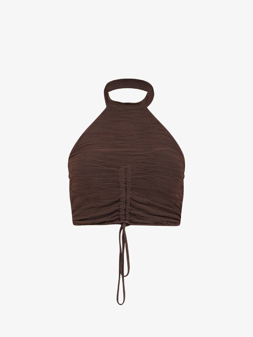 HAVE ONE Top con arricciatura RVS-L120 donna viscosa marrone Spedizione Gratuita