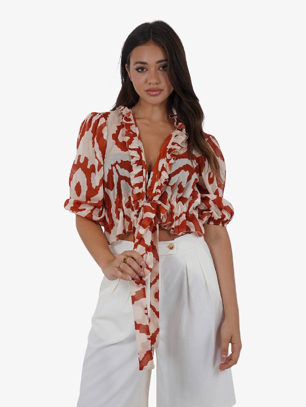 HAVE ONE Top con nodo RMA-L111 donna cotone arancione Soddisfazione Garantita