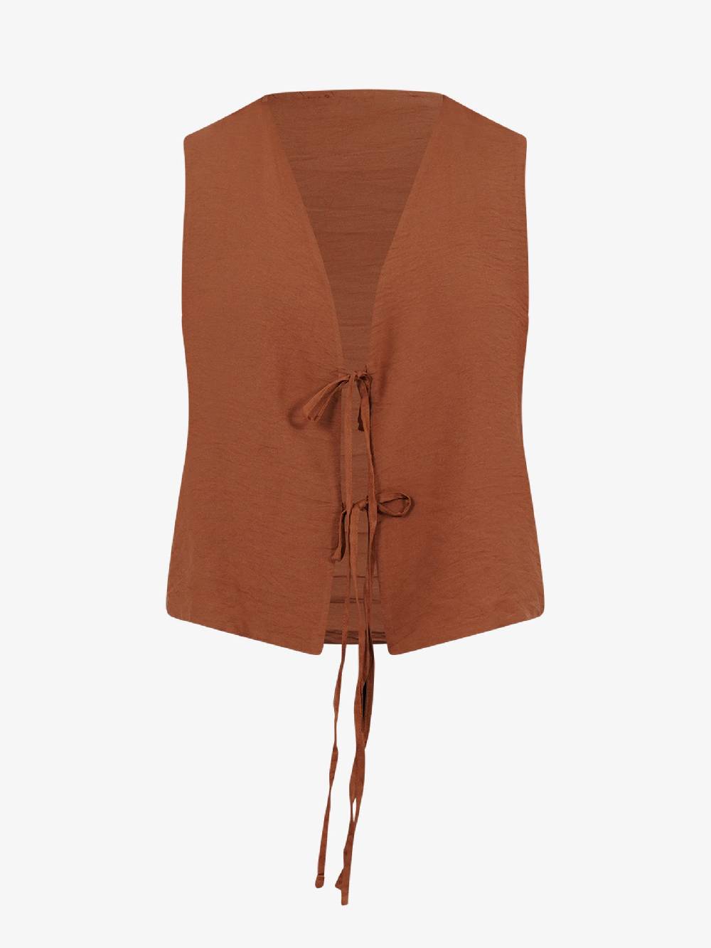 HAVE ONE Gilet con laccetti LVS-L038 donna viscosa marrone Qualità Garantita