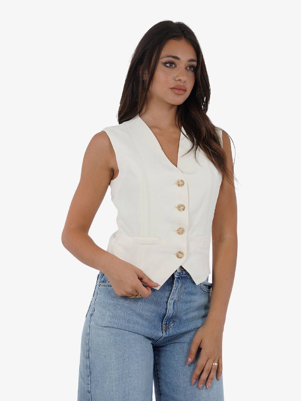 GLAMOROUS Top gilet GS0562 donna beige Acquista Ora